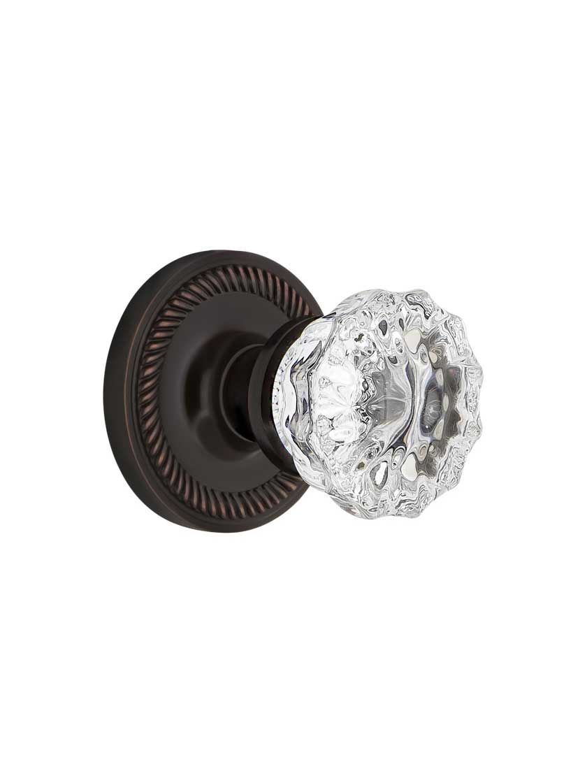 Rope Rosette Door Set With Fluted Crystal Glass Door Knobs House Of